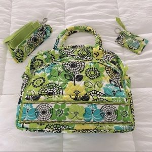 Large Vera Bradly “Lime’s Up” Bag With ID Holder
